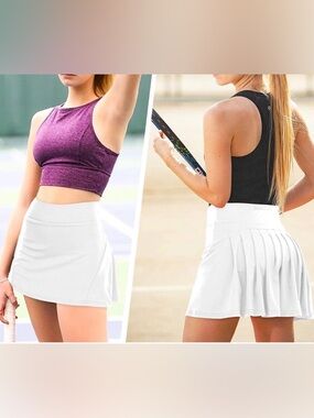 Werena Pleated Athletic Tennis Golf Skirt Skort Shorts Pickleball‎ White M NWT